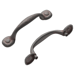 3" Refined Rustic Cabinet Pull, Rustic Iron (25/Box)
