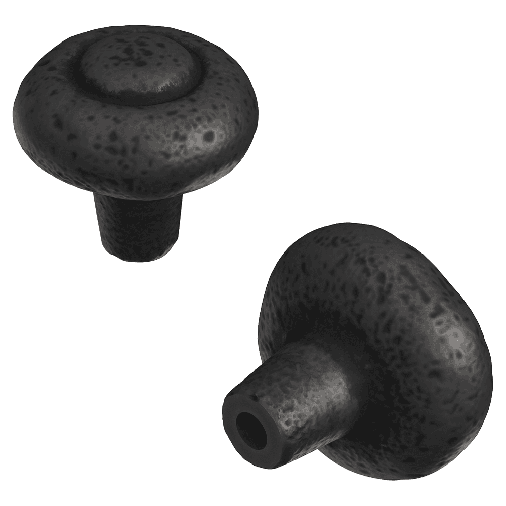 1-1/4" Refined Rustic Cabinet Knob, Black Iron (10/Box)
