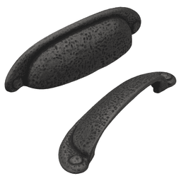 3" Refined Rustic Cup Pull, Black Iron (10/Box)