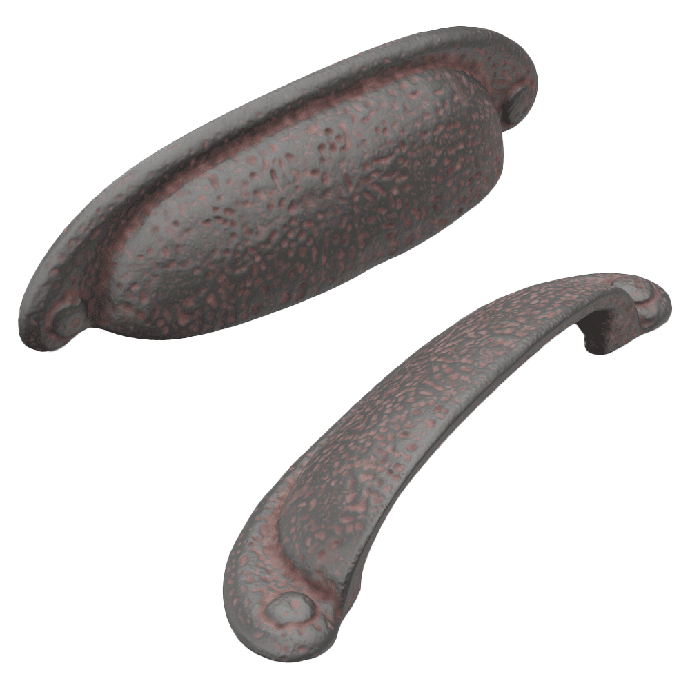 3" Refined Rustic Cup Pull, Rustic Iron (25/Box)