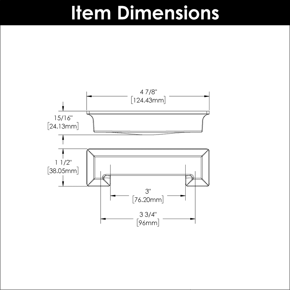 3" Studio Cup Pull, Matte Black (10/Box)