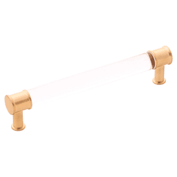 6-5/16" Midway Bar Pull, Crysacrylic/Brushed Golden Brass