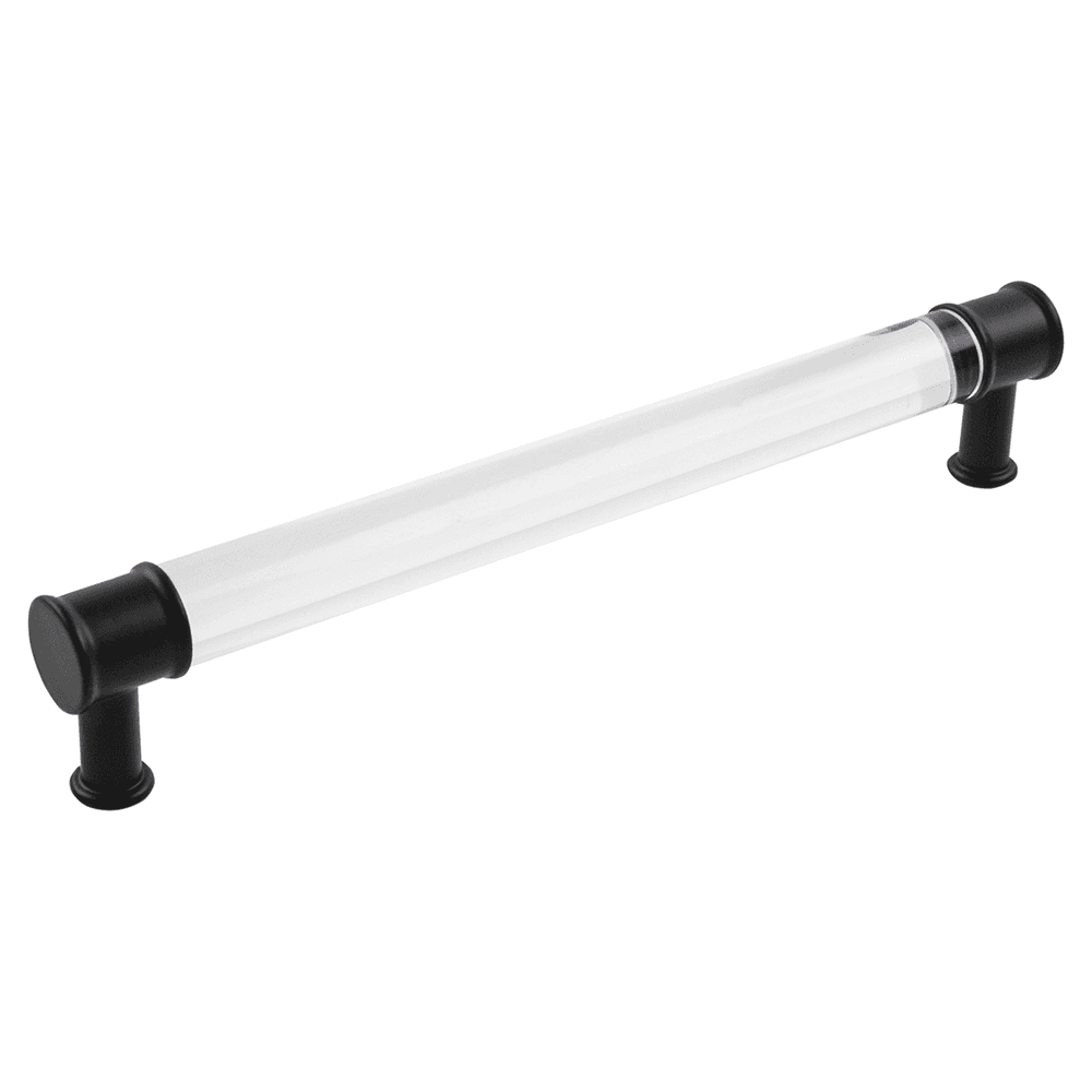 7-9/16" Midway Bar Pull, Crysacrylic/Matte Black