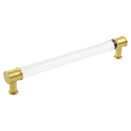 8-13/16" Midway Bar Pull, Crysacrylic/Brushed Golden Brass