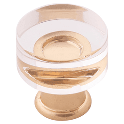 1" Midway Cabinet Knob, Crysacrylic/Brushed Golden Brass