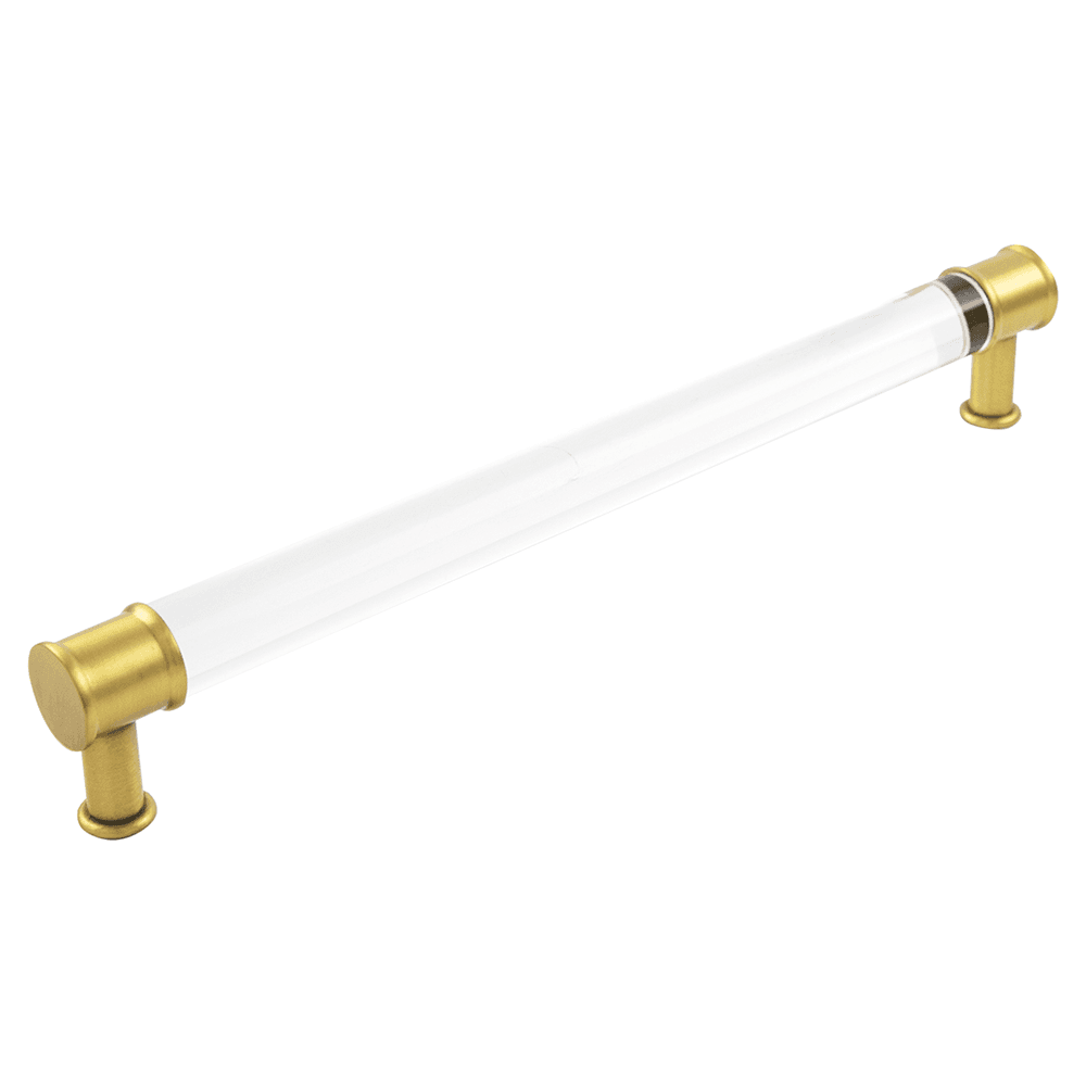 12" Midway Bar Pull, Crysacrylic/Brushed Golden Brass