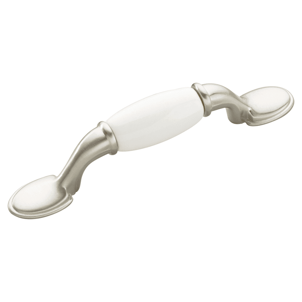 3" Tranquility Cabinet Pull, Satin Nickel/White