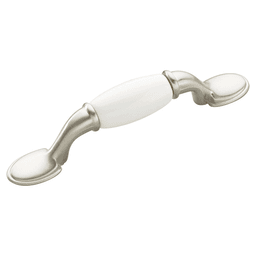 3" Tranquility Cabinet Pull, Satin Nickel/White