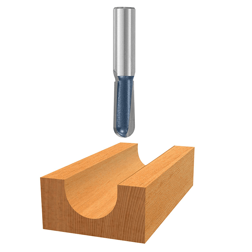 1/2" x 2-3/4" x 1/4" Radius Extended Round Nose Core Box Bit, 2-Flute, 1/2" Shank