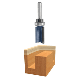 1/2" x 2-1/2" Straight Bit with Top Bearing, 2-Flute, 1/4" Shank