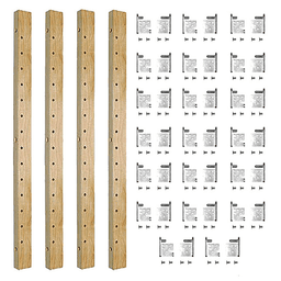 20-7/8" X-Series Pilaster Kit with 8 Brackets, Maple Finish Bulk Box