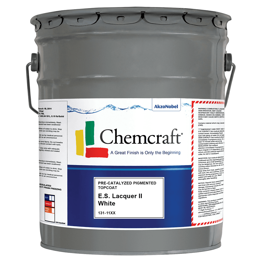 E. S. Lacquer II White Pre-Cat Pigmented Topcoat, Matte, 5 Gallon
