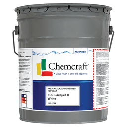 E. S. Lacquer II White Pre-Cat Pigmented Topcoat, Low Gloss, 5 Gallon