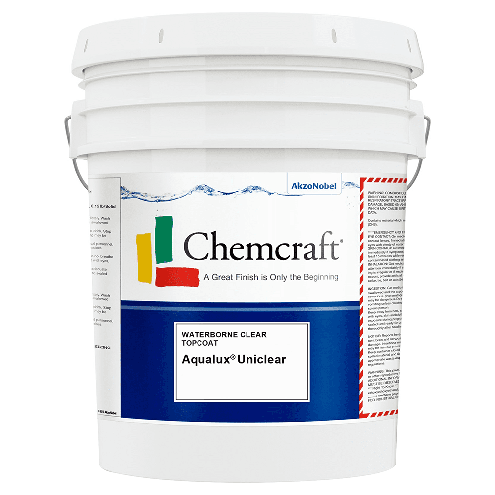 Aqualux Uniclear Waterborne Clear Topcoat, Semi-Gloss, 5 Gallon