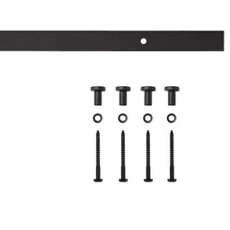 60" Flat Rail for Rolling Barn Doors with 4 Mounting Brackets, Black