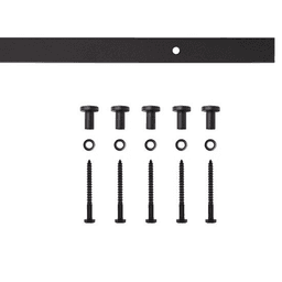 72" Flat Rail for Rolling Barn Doors with 5 Mounting Brackets, Black