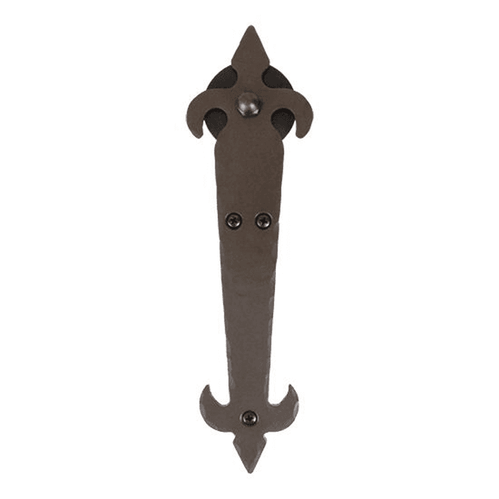 Fleur-De-Lis Style Strap with Roller Front Mount for Rolling Barn Doors, Bronze