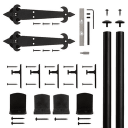 Fleur-De-Lis Strap Front Mount Hardware Kit for Rolling Barn Doors, Black