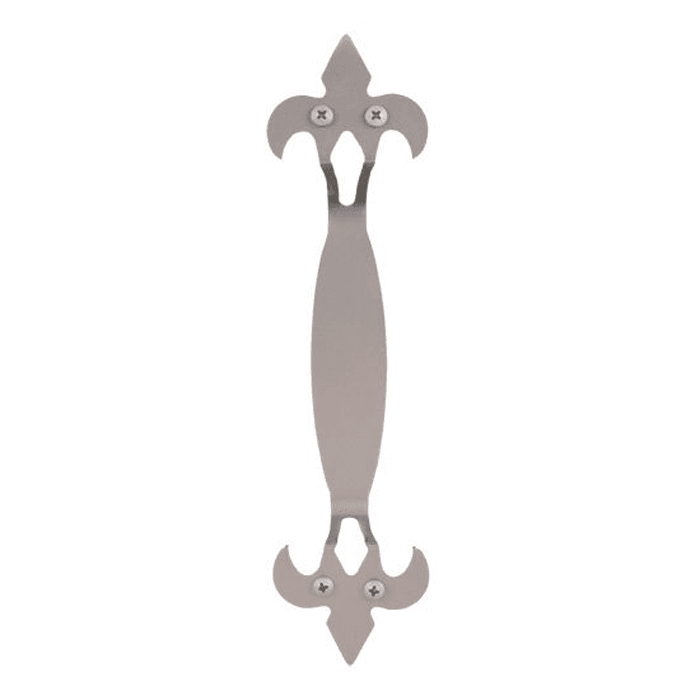 Fleur-De-Lis Style Handle For Rolling Barn Doors, Satin Nickel