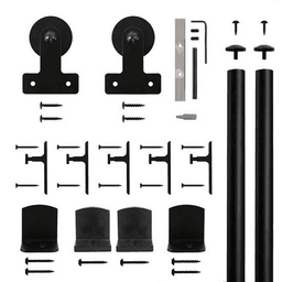Square Strap Front Mount Hardware Kit for Rolling Barn Doors, Black