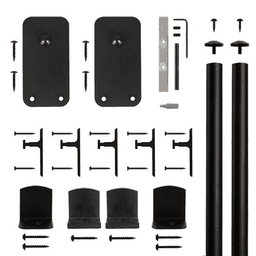 Rectangle Strap Front Mount Hardware Kit for Rolling Barn Doors, Black