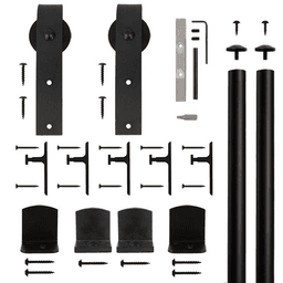 Hook Strap Front Mount Hardware Kit for Rolling Barn Doors, Black