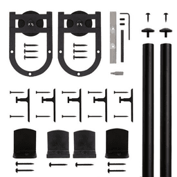 Horseshoe Strap Front Mount Hardware Kit for Rolling Barn Doors, Black