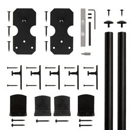 Notch Strap Front Mount Hardware Kit for Rolling Barn Doors, Black