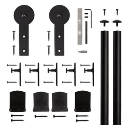 Round Strap Front Mount Hardware Kit for Rolling Barn Doors, Black