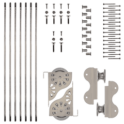 Rolling Hook Ladder Hardware Kit with Brake for 20" Wide Library Ladder, Satin Nickel Finish