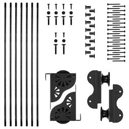 Rolling Hook Ladder Hardware Kit with Brake for 20" Wide Library Ladder, Black Finish