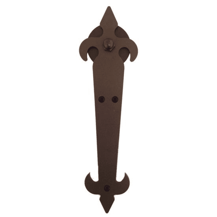 Fleur-Di-Lis Style non-Forged Strap with Roller for Rolling Barn Doors, Oil Rubbed Bronze