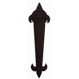 Fleur-Di-Lis Style non-Forged Strap with Roller for Rolling Barn Doors, Black