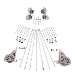 20" Wide Hardware Kit for Rolling Library Ladders, Satin Nickel