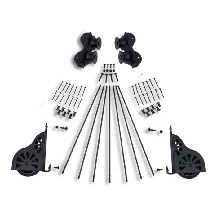 20" Wide Hardware Kit for Rolling Library Ladders, Black