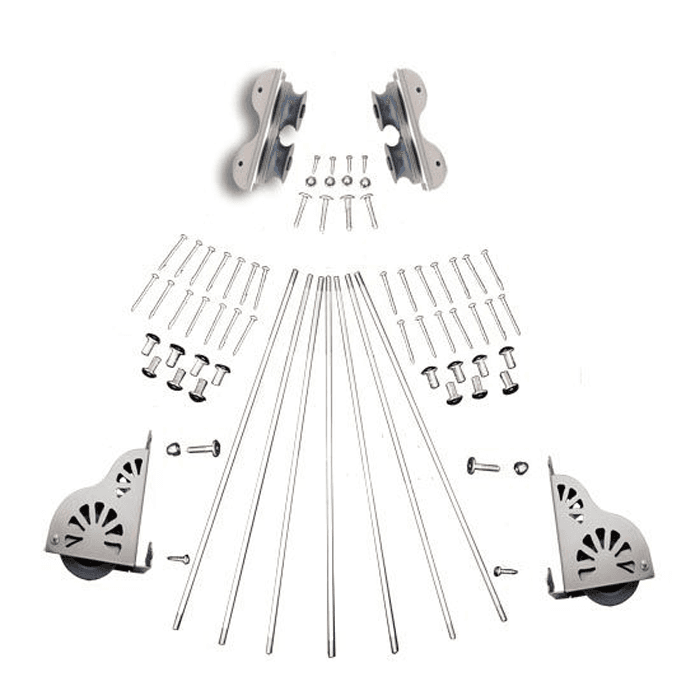 20" Wide Hardware Kit with Brake for Rolling Library Ladders, Satin Nickel