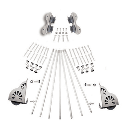 20" Wide Hardware Kit with Brake for Rolling Library Ladders, Satin Nickel