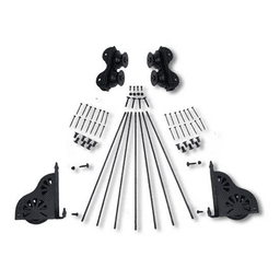 20" Wide Hardware Kit with Brake for Rolling Library Ladders, Black