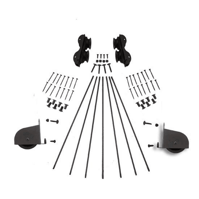 20" Wide Hardware Kit with Contemporary Wheels for Rolling Library Ladders, Oil Rubbed Bronze