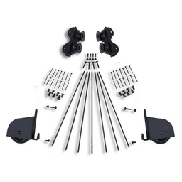 20" Wide Hardware Kit with Contemporary Wheels for Rolling Library Ladders, Black