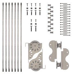 20" Wide Hardware Kit for Rolling Library Ladders, Hook Style, Satin Nickel