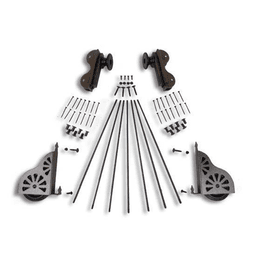 20" Wide Hardware Kit for Rolling Library Ladders, Hook Style, Hammered Antique Brass