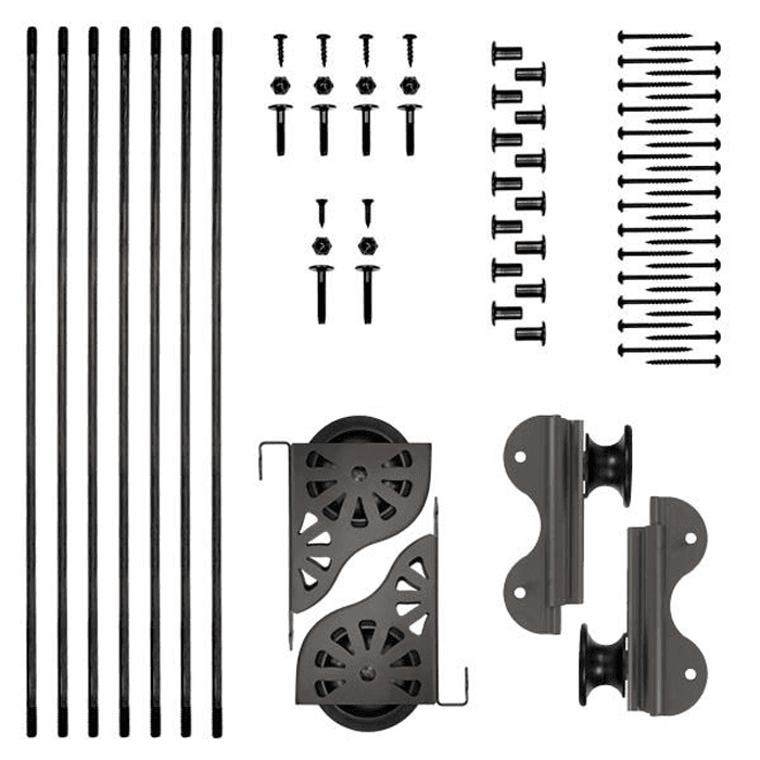 20" Wide Hardware Kit with Brake for Rolling Library Ladders, Hook Style, Oil Rubbed Bronze