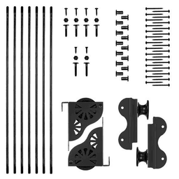 20" Wide Hardware Kit with Brake for Rolling Library Ladders, Hook Style, Black