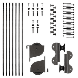 20" Wide Hardware Kit with Contemporary Wheels for Rolling Library Ladders, Hook Style, Oil Rubbed Bronze