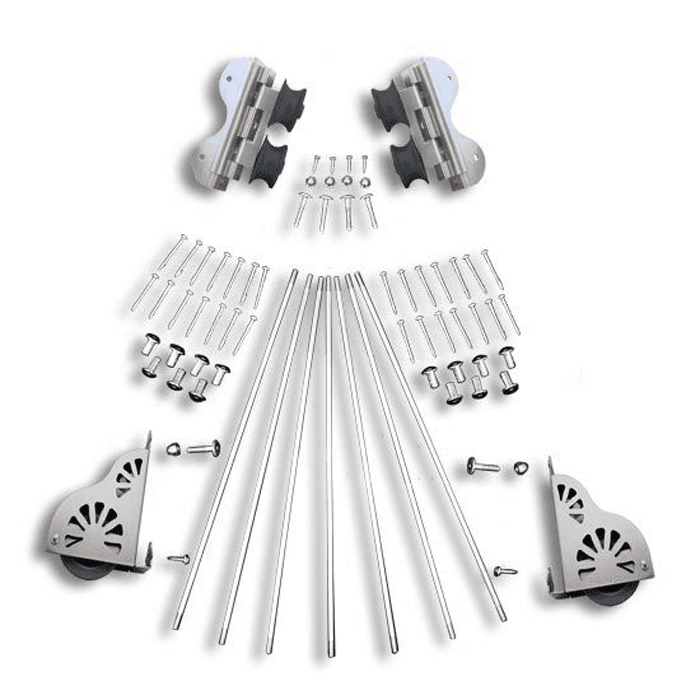 20" Hardware Swivel Kit with Brake for Rolling Library Ladders, Satin Nickel