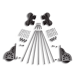 20" Hardware Swivel Kit with Brake for Rolling Library Ladders, Hammered Antique Brass