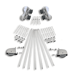 20" Hardware Swivel Kit with Contemporary Wheel for Rolling Library Ladders, Satin Nickel