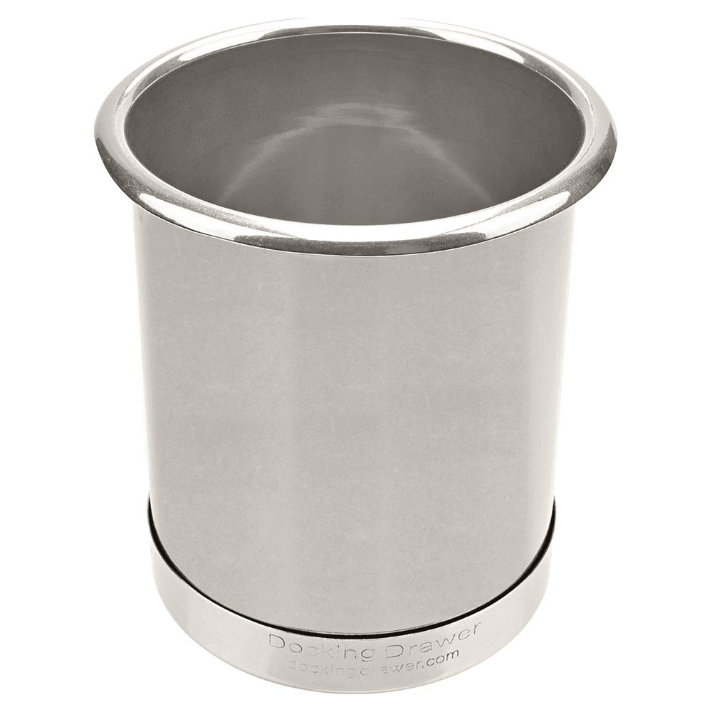 5" Round Capped Bottom Docking Drawer Canister, Stainless Steel