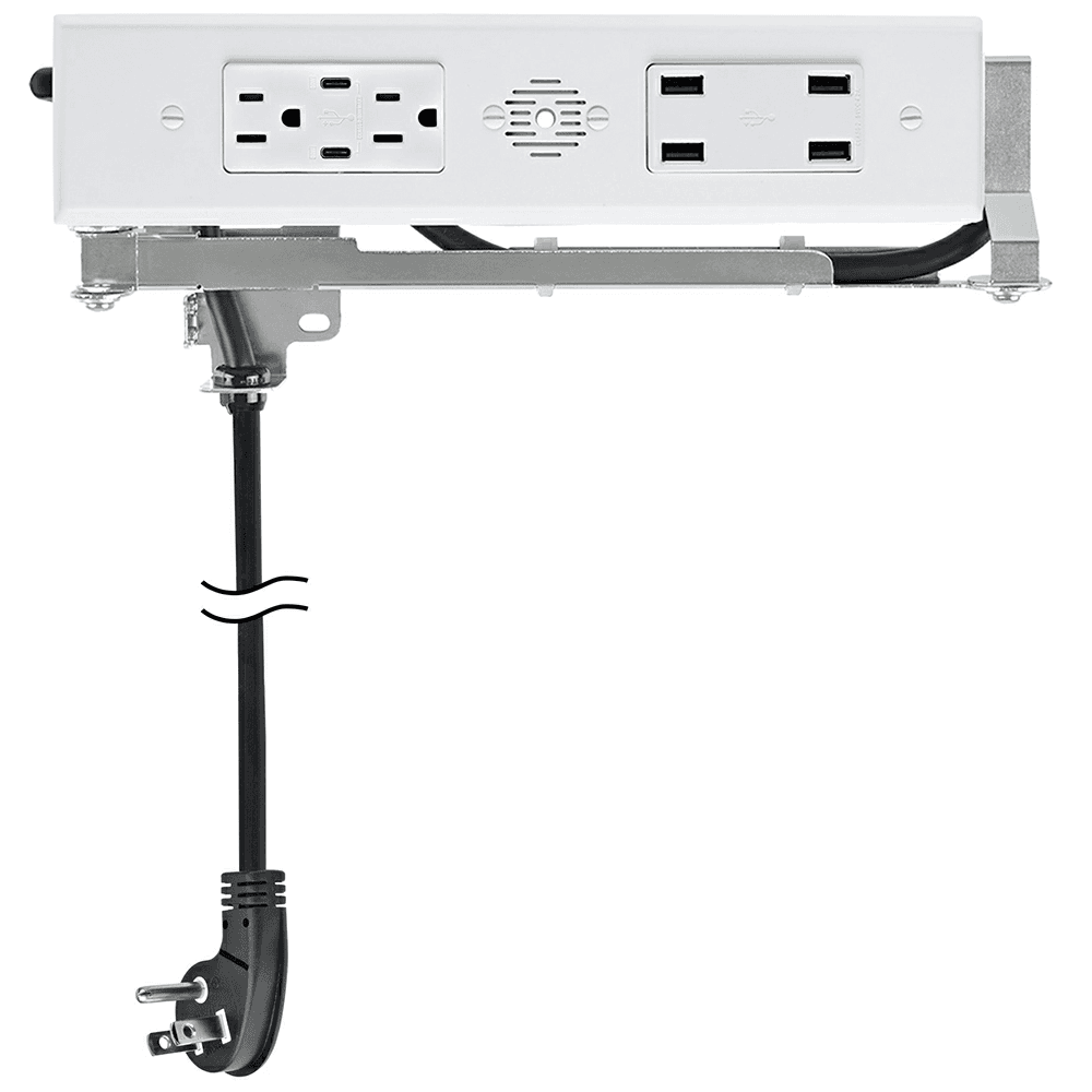 Docking Drawer Blade Duo In-Drawer Outlet with 2 15-amp AC outlets, 2 USB-C PD and 4 USB-A ports, White